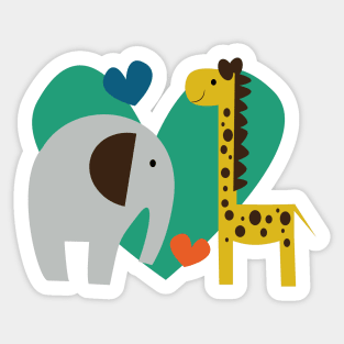 Elephant and Giraffe Sticker